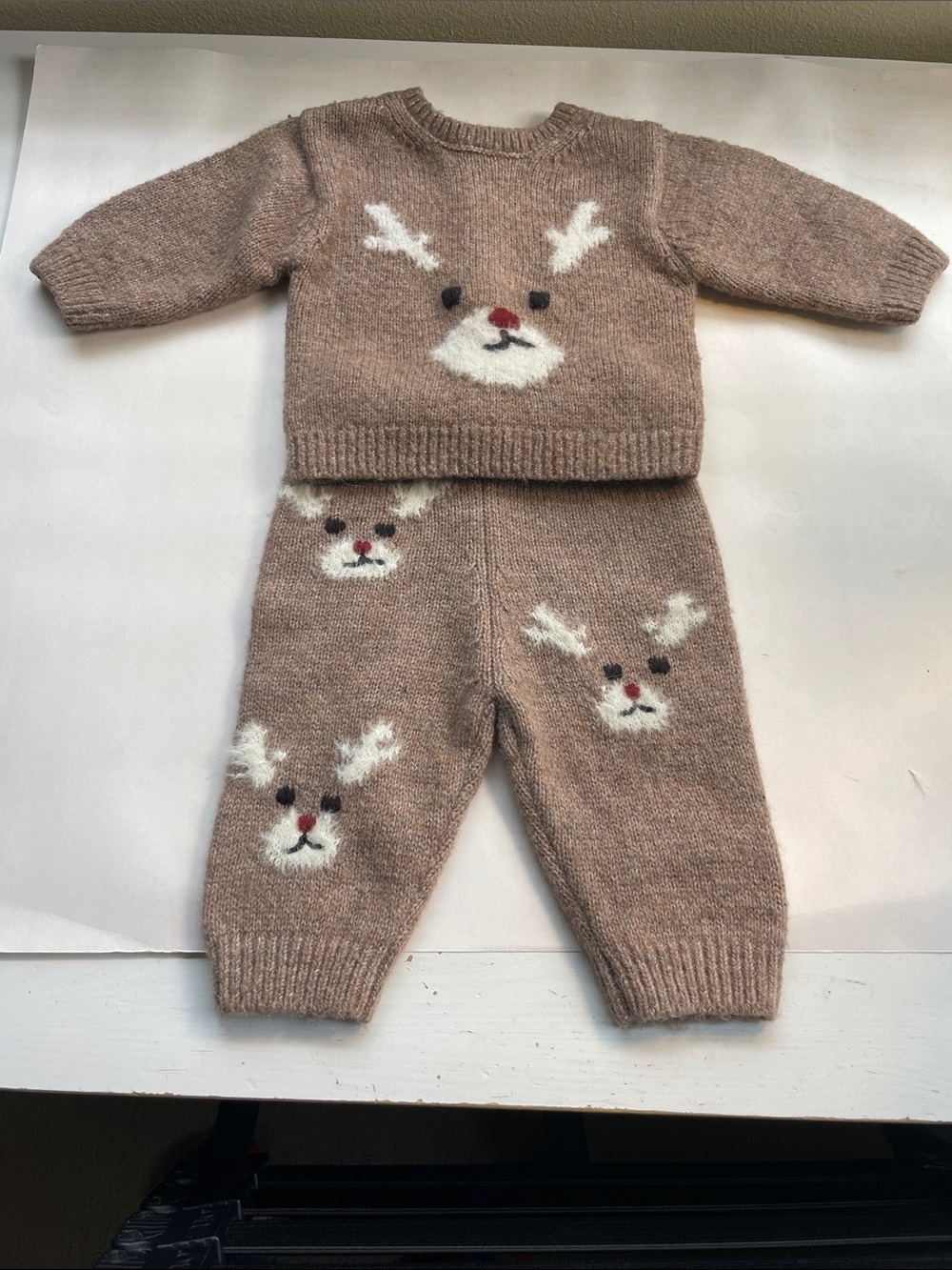 Zara baby infant reindeer sweater outfit - sweater and pants 3-6 months